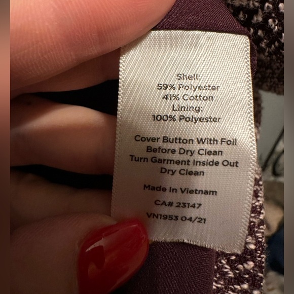Talbots -  Deep Maroon & Cream Speckled Blazer (Size 10) - Picture 8 of 11